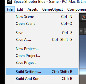 Build Settings in Unity File menu
